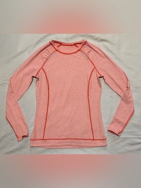 Lucy‎ Long Sleeve Orange Striped Top with Contrast Stitching Small